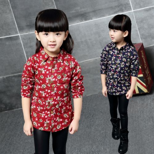 Chemise fille à manche longue en Toile de coton - Ref 2087244