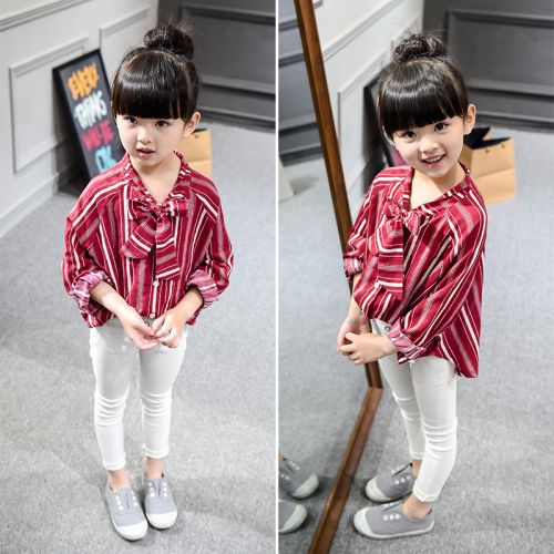 Chemise fille à manche longue en coton - Ref 2087259