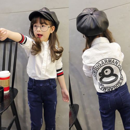 Chemise fille à manche longue en Toile de coton - Ref 2087262