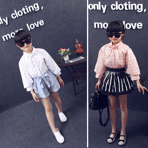 Chemise fille à manche longue en Toile de coton - Ref 2087273