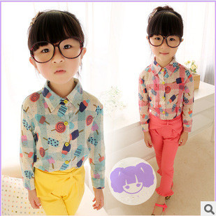 Chemise fille à manche longue en Toile de coton - Ref 2087367