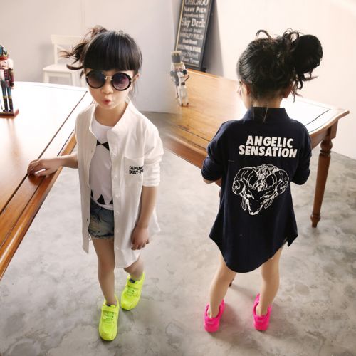 Chemise fille à manche longue en Toile de coton - Ref 2087413