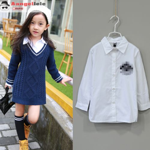 Chemise fille à manche longue en Toile de coton - Ref 2087417