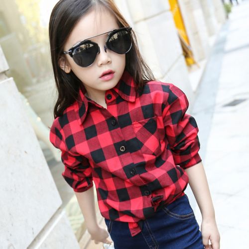 Chemise fille à manche longue en Toile de coton - Ref 2087467