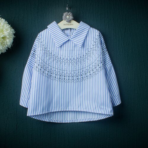 Chemise fille à manche longue en Toile de coton - Ref 2088003