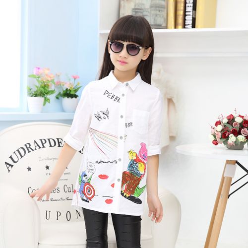 Chemise fille à manche longue en Toile de coton - Ref 2088029