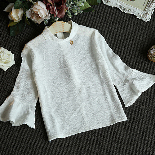 Chemise fille à manche longue en Toile de coton - Ref 2088521