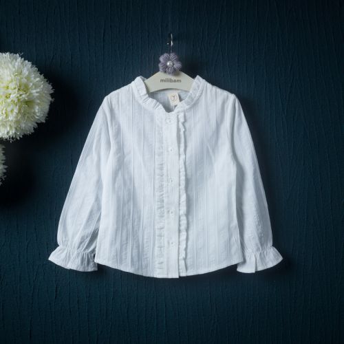 Chemise fille à manche longue en Toile de coton - Ref 2088522