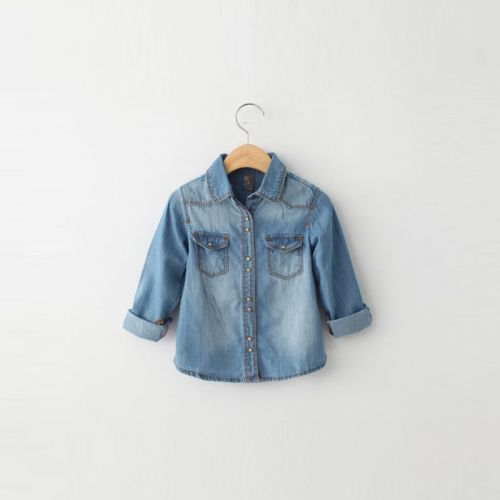 Chemise fille à manche longue en Toile de coton - Ref 2088524