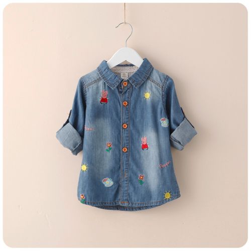 Chemise fille à manche longue en toile - Ref 2088616
