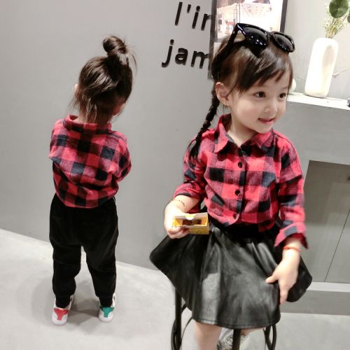 Chemise fille à manche longue en coton - Ref 2088643