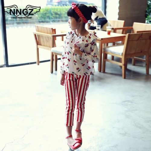 Chemise fille NNGZ à manche longue en coton - Ref 2088669