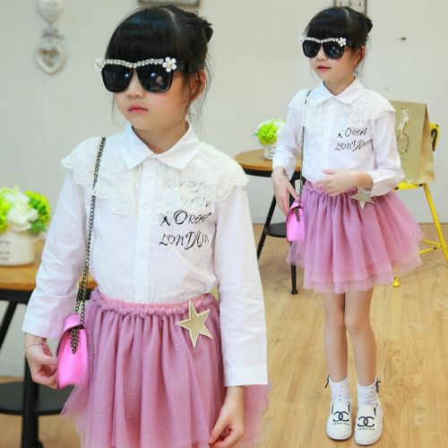 Chemise fille à manche longue en Toile de coton - Ref 2088689