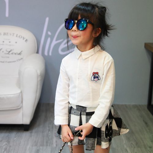 Chemise fille à manche longue en Toile de coton - Ref 2088700