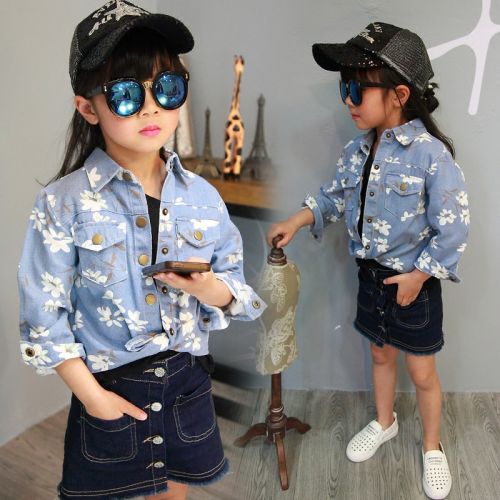 Chemise fille à manche longue en toile - Ref 2088702