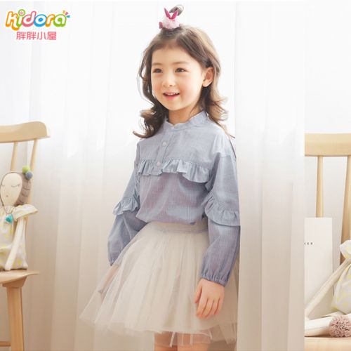 Chemise fille KIDORA à manche longue en Toile de coton - Ref 2088718