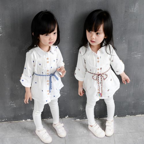 Chemise fille à manche longue en Toile de coton - Ref 2088730