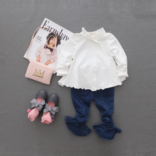 Chemise fille à manche longue en coton - Ref 2088740