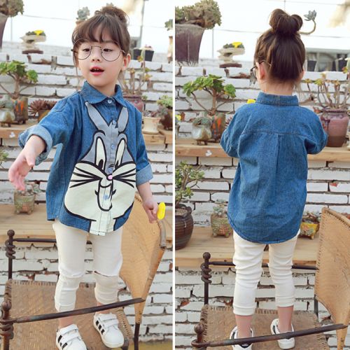 Chemise fille à manche longue en toile - Ref 2088771