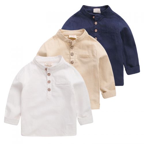 Chemise garçon à manche longue en Toile de coton - Ref 2073762