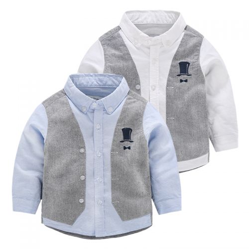 Chemise garçon MR LITTLELITTLE à manche longue en Toile de coton - Ref 2073813