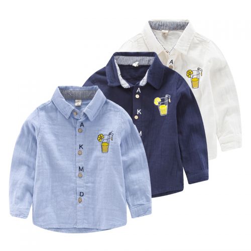 Chemise garçon à manche longue en lin - Ref 2073825