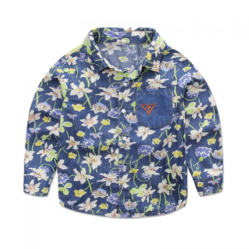 Chemise garçon à manche longue en toile - Ref 2073982