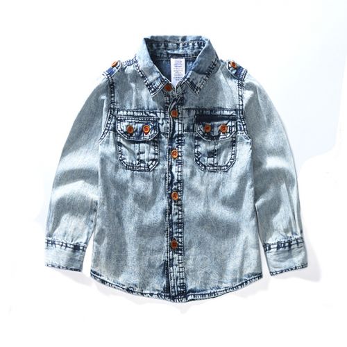 Chemise garçon à manche longue en toile - Ref 2073984