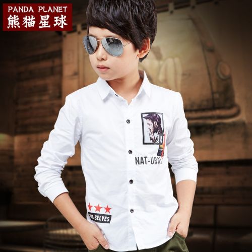 Chemise garçon PANDA PLANET à manche longue - Ref 2074192