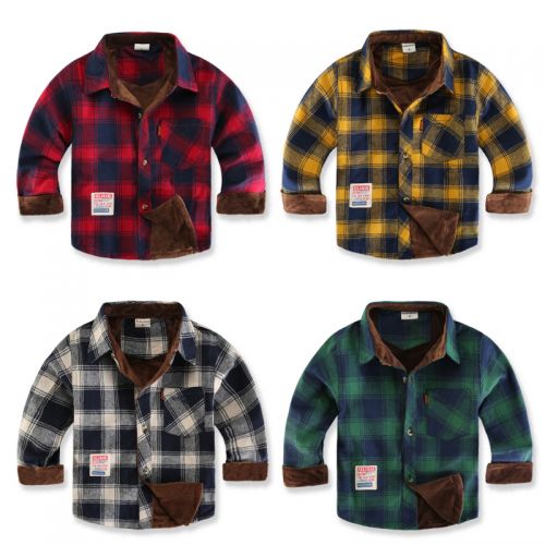 Chemise garçon à manche longue en flanelle - Ref 2075359