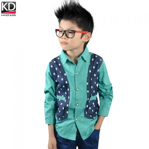 Chemise garçon à manche longue en coton - Ref 2075563