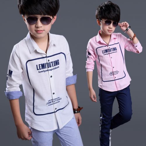Chemise garçon à manche longue en Toile de coton - Ref 2076027
