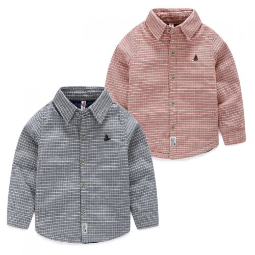 Chemise garçon MINGT à manche longue en Toile de coton - Ref 2076168