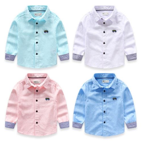 Chemise garçon ZAZA à manche longue en Toile de coton - Ref 2076376