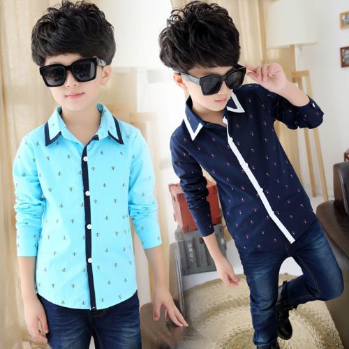 Chemise garçon à manche longue en coton - Ref 2077107