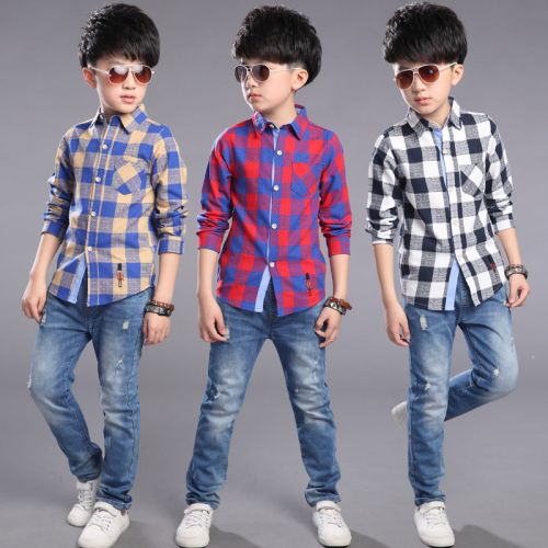 Chemise garçon YGCK à manche longue en coton - Ref 2077149