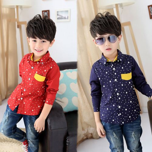 Chemise garçon à manche longue en coton - Ref 2077271