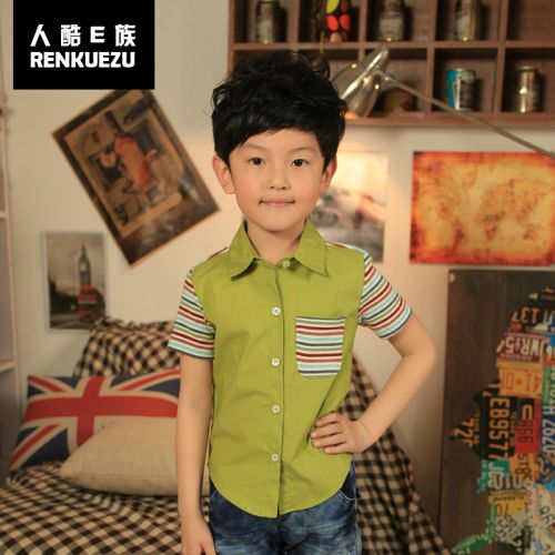 Chemise garçon à manche courte en Toile de coton - Ref 2077363