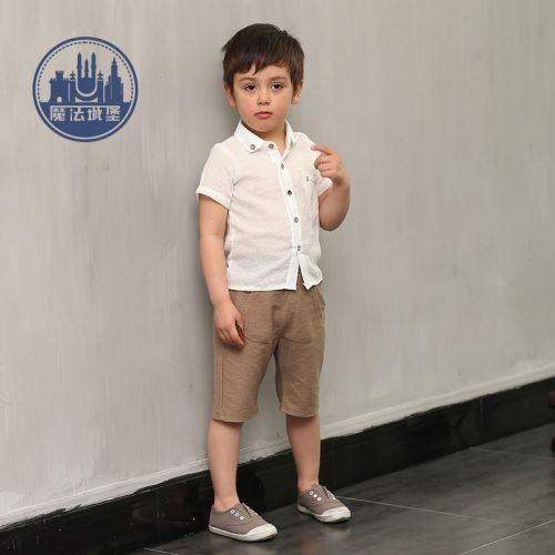 Chemise garçon à manche courte en Toile de coton - Ref 2077402