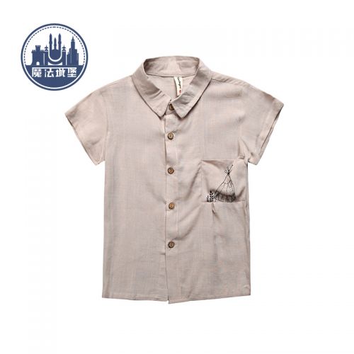 Chemise garçon à manche courte en Toile de coton - Ref 2077410