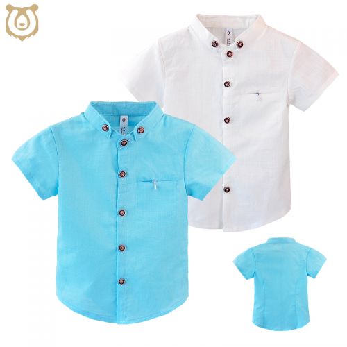 Chemise garçon à manche courte en Toile de coton - Ref 2077487