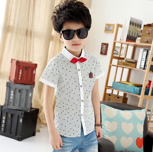 Chemise garçon à manche courte en Toile de coton - Ref 2077537