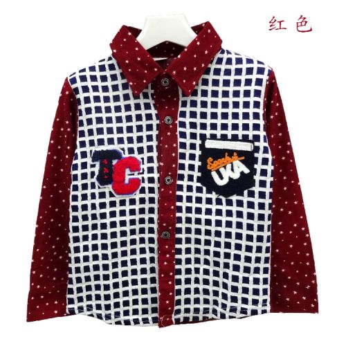 Chemise garçon à manche longue en velours côtelé - Ref 2077654
