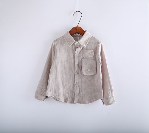 Chemise garçon PMXW à manche longue en coton - Ref 2078664