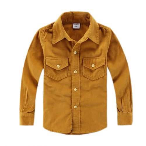 Chemise garçon JISHUAI à manche longue en velours côtelé - Ref 2079077