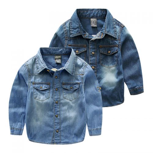 Chemise garçon MINGT à manche longue en Toile de coton - Ref 2079477