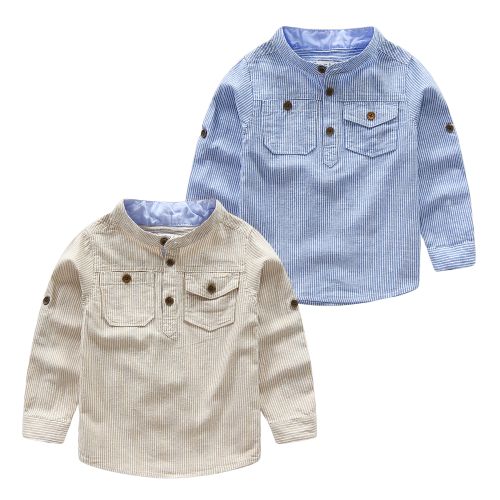 Chemise garçon MINGT à manche longue en Toile de coton - Ref 2079482