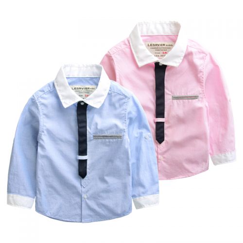 Chemise garçon DUDUJIA à manche longue en Toile de coton - Ref 2082005