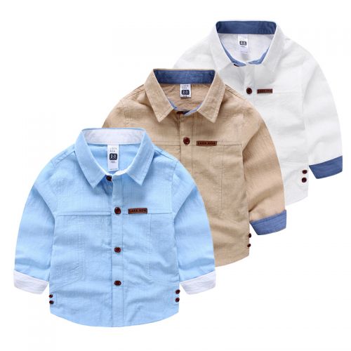 Chemise garçon à manche longue en Toile de coton - Ref 2082135