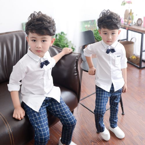 Chemise garçon à manche longue en coton - Ref 2082145